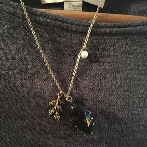 Goldtone Fall Necklace Acorn Gem Leaf 🍁 18 -21”